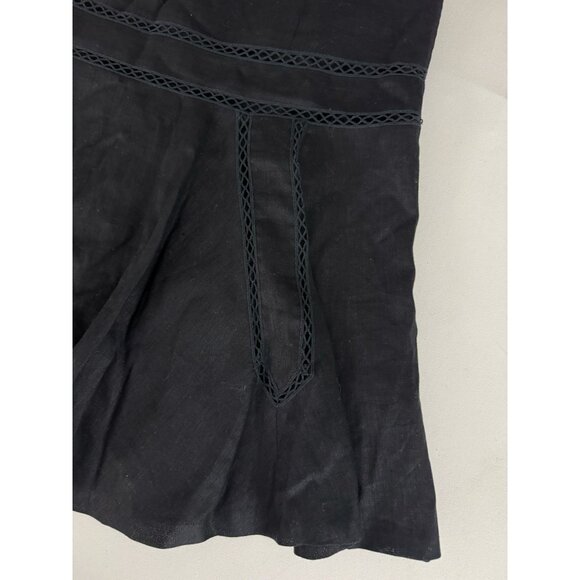 LAUREN Ralph Lauren Black Linen Skirt Cutout Detail Sz 8 - Picture 2 of 7